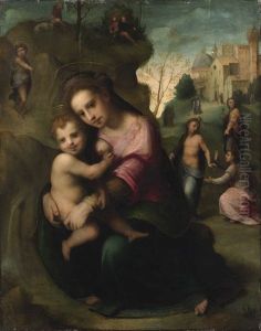 The Madonna And Child, With Saint John The Baptist And Saint Apollonia In A Landscape