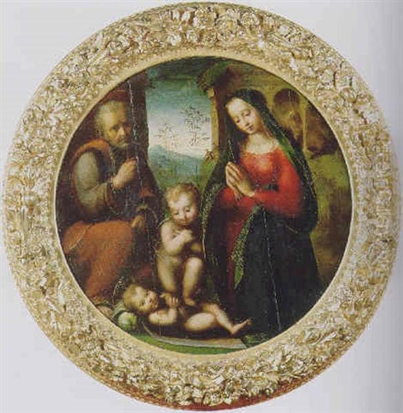 La Sacra Famiglia E San Giovannino In Adorazione Del Bambino Gesu - view 1