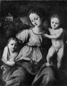 Madonna Mit Kind Und Johannesknaben by Domenico Puligo