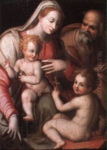 The Holy Family With The Infant St. John by Domenico Puligo