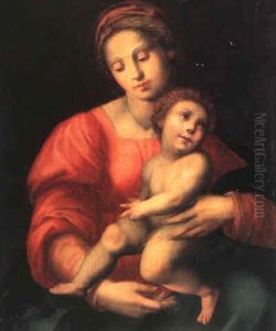 Madonna Mit Kind (die Frontal Gegebene Madonna Blickt Wie Gedankenverloren Nach Links...) by Domenico Puligo