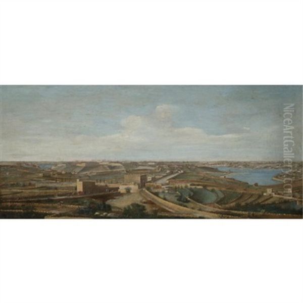 Malta, A View Of Birgu, Senglea And The Santa Margherita Lines Taken From The Cottonera Gate Leading To The Salvador With The Grand Harbour Of Valetta Beyond - view 1