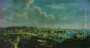 Vue Du Grand Port De La Valette, A Malte, Avec Le Fort      Ricasolli, Le Fort Saint-ange Et Le Fort Saint-elme by Alberto Pullicino