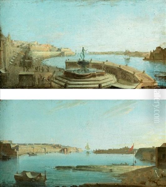 A View Of Valetta Harbour, Malta, From The Neptune Fountain (+ A Panoramic View Of Valetta Harbour; Pair) - view 1