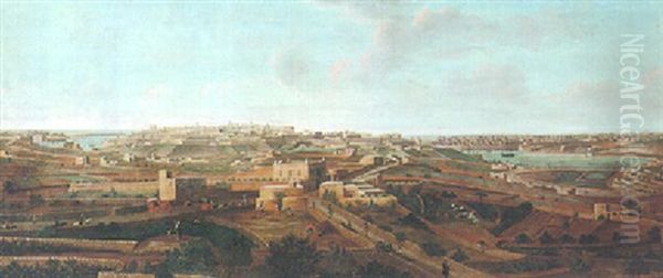 Malta, A Panoramic View Of Valletta And Floriana From Samra - view 1
