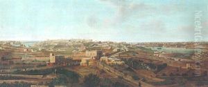Malta, A Panoramic View Of Valletta And Floriana From Samra