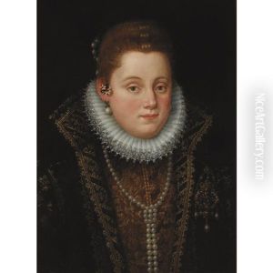 Portrait Of A Lady In A Millstone Ruff And Pearl Necklace