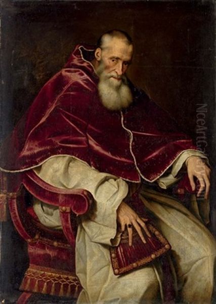 Portrait Of Alessandro Farnese, Pope Paul Iii, Seated, In A Papal Robes - view 1