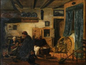 A Peasant Family In An Interior by Hans Bollongier