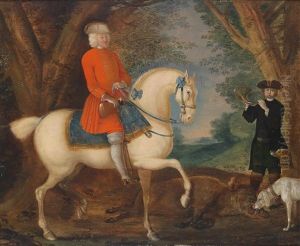 Portrat Eines Aristokratischen Reiters Nach Einer Parforcejagd Mit Erlegtem Keiler