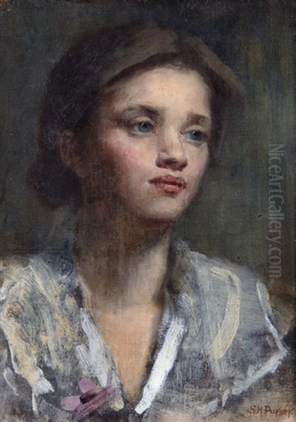 Portrait Of A Young Girl With Flower - view 1