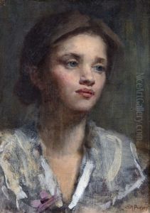Portrait Of A Young Girl With Flower by Sarah Henrietta Purser