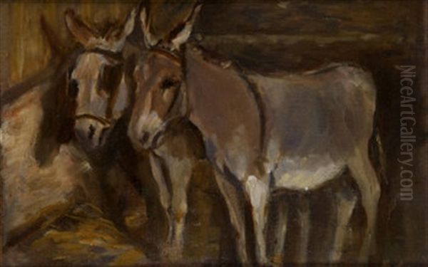 Donkeys In The Stable (+ Donkey Study, Verso) - view 1
