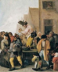 Street Scene With A Quack Surrounded By Peasants