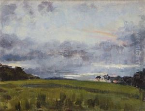 Extensive Landscape At Sunset by Sarah Henrietta Purser