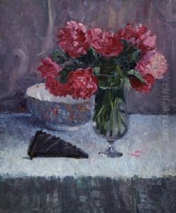 Roses In A Glass Vase by Sarah Henrietta Purser