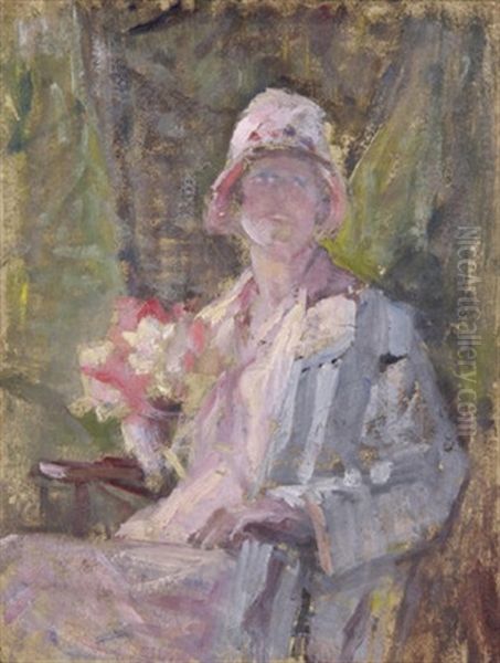 Woman Holding Bunch Of Flowers - view 1