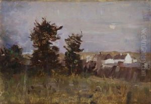 Cottages At Dusk by Sarah Henrietta Purser