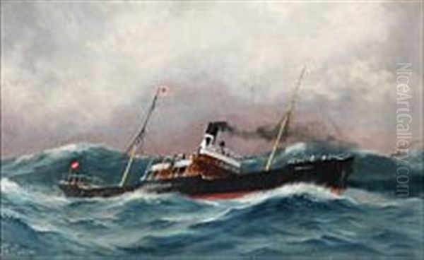 The Cargo Steamer "absalon" In Rough Seas - view 1