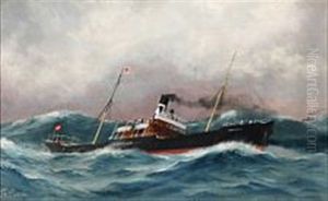 The Cargo Steamer "absalon" In Rough Seas by T.G. Purvis