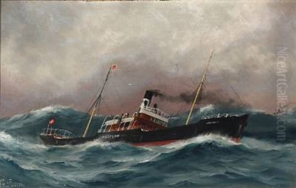 The Cargo Steamer Absalon In Rough Seas - view 1