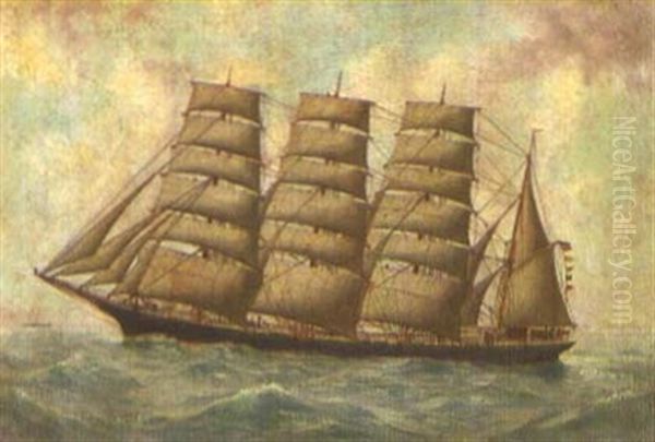 Kapitansbild, Viermastvollschiff Auf See - view 1