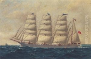 The Four-masted Barque "springburn" Under Full Sail by T.G. Purvis