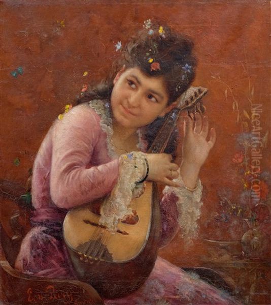 Jeune Femme Et Mandoline, Capri by Edmond Jean de Pury