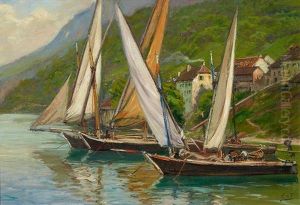 Fischerboote by Edmond Jean de Pury