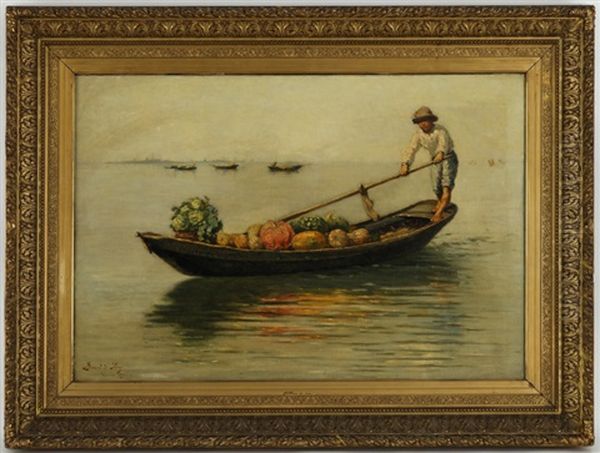 Jeune Marchand De Fruits Sur Une Gondole - view 1