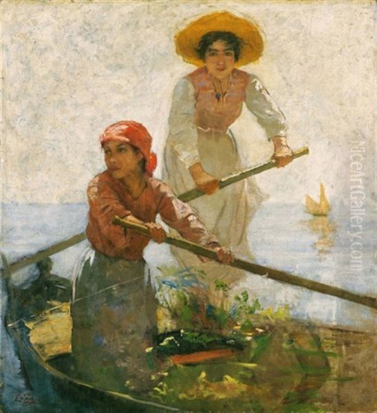 Barque Avec Deux Jeunes Filles (boat With Two Young Girls) - view 1