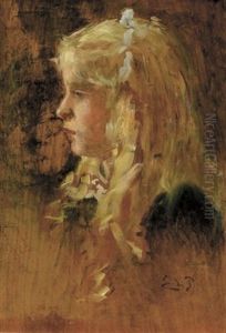 Profilportrat Eines Blondhaarigen Madchens by Edmond Jean de Pury