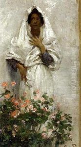 Ital. Madchen In Weisem Kleid by Edmond Jean de Pury