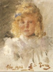 Portrat Eines Blonden Madchens In Weisem Kleid by Edmond Jean de Pury