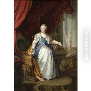Portrait Of Catherine Ii (after The Portrait By Lampi) by Ivan Afanasevich Pustynin