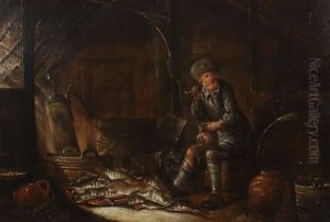 Pfeiferauchender In Einer Fischerstube