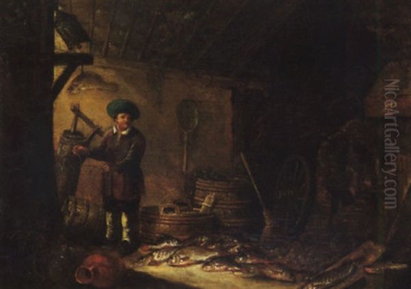 A Fishmonger In His Shop - view 1