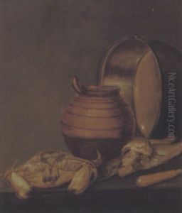 Stilleben Mit Fischen Und Gefassen by Pieter de Putter