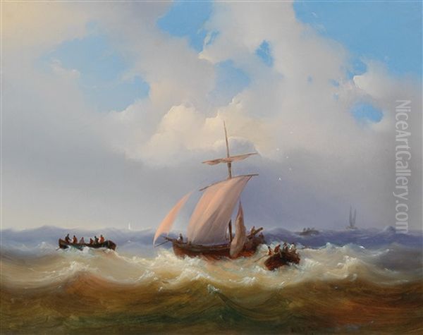 Sailing Ship In Stormy Seas - view 1