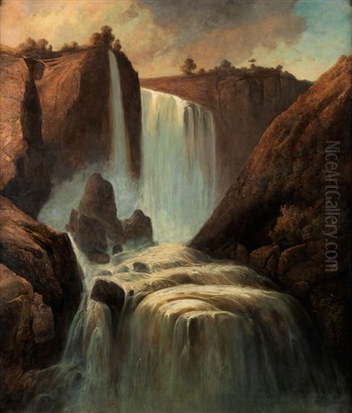 Gebirgslandschaft Mit Wasserfall - view 1