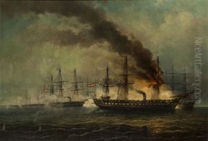 Schlacht Bei Helgoland Am 9. Mai 1864 by Josef Karl Berthold Puettner