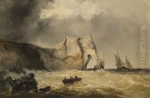 Boote In Aufgewuhlter See Vor Einer Steilkuste Boote In Aufgewuhlter See Vor Einer Steilkuste
