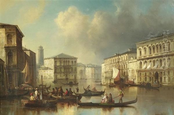 Blick Auf Den Canal Grande Mit Den Palazzi Grassi Und Moro Lin Auf Der Rechten, Sowie Den Palazzi Bon Rezzonico Und Balbi Auf Der Linken Seite - view 1