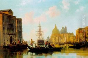 Reges Treiben Im Kanal Vor Santa Maria Della Salute, Venedig