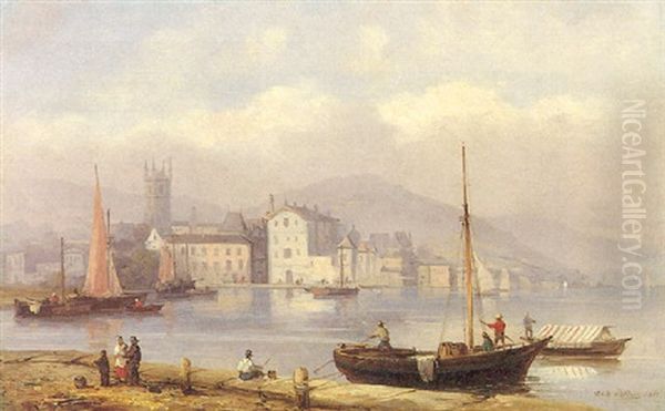Segelschiffe Vor Einer Stadt - view 1