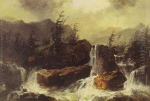 Vattenfall I Bergslandskap by Josef Karl Berthold Puettner