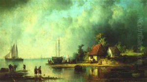 Ein Fischerdorf Mit Segelbooten