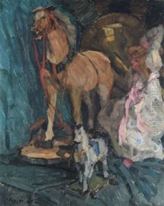Toy Horses And Doll by Walther Puttner