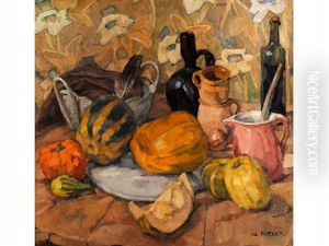 Stilleben Mit Melonen Und Hafner Geschirr by Walther Puttner