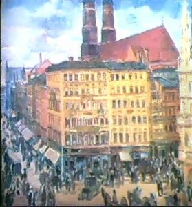 Der Rathausplatz In Munchen Mit Blick Auf Die Frauenkirche by Walther Puttner